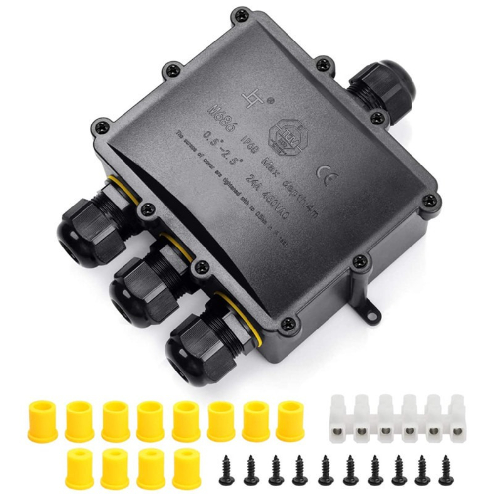 Waterproof Junction Box Solar - 4Way 1In3Out IP68 Waterproof 4-14mm Solar