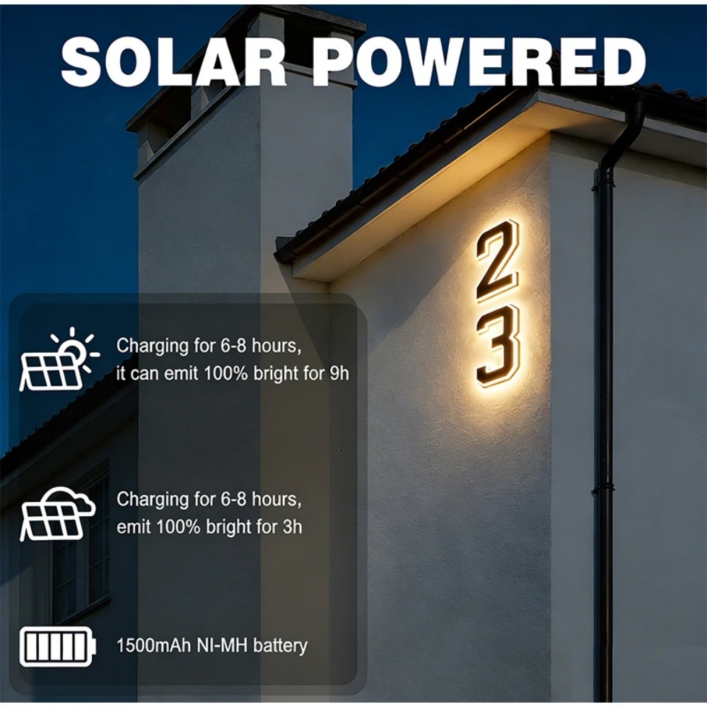 New Solar Address Sign LED Hou - огляд і ціна Waterproof Junction Box Solar